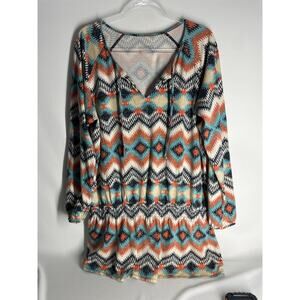 Patagonia Kamala Drop Waist Tunic Southwestern Printed Long Sleeve Size XL